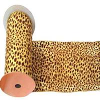 Vickerman 2.5" x 10yd Gold Lamé Brown Velvet Leopard Ribbon