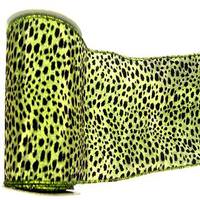 Vickerman 2.5" x 10yd Lime Lamé Black Velvet Leopard Ribbon