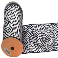 Vickerman 2.5" x 10yd Silver Lamé Black Velvet Zebra Ribbon