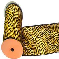 Vickerman 2.5" x 10yd Gold Lamé Black Velvet Zebra Ribbon