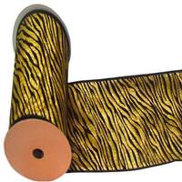 Vickerman 4" x 10yd Gold / Black Lamé Velvet Zebra Ribbon