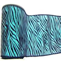 Vickerman 2.5" x 10yd Teal Lamé Black Velvet Zebra Ribbon