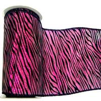 Vickerman 2.5" x 10yd Fuchsia Lamé Black Velvet Zebra Ribbon