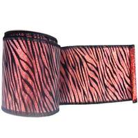 Vickerman 4" x 10yd Red / Black Lamé Velvet Zebra Ribbon