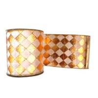 Vickerman 4" x 10yd Gold / Cream Diamond Lamé Ribbon