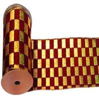 Vickerman 2.5" x 10yd Gold / Burgundy Lamé Check Ribbon