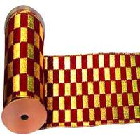 Vickerman 6" x 10yd Gold / Burgundy Check Lamé Ribbon