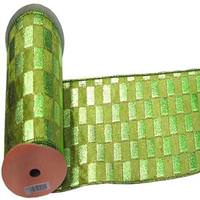 Vickerman 2.5" x 10yd Sage / Sage Gold Lamé Check Ribbon