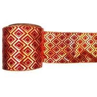 Vickerman 6" x 10yd Gold / Burgundy Diamond Lamé Ribbon