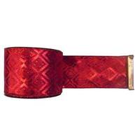 Vickerman 4" x 10yd Red / Red Diamond Gold Lamé Ribbon