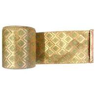 Vickerman 6" x 10yd Gold / Sage Diamond Lamé Ribbon