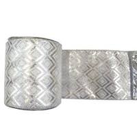 Vickerman 4" x 10yd Silver / White Diamond Lamé Ribbon