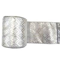 Vickerman 6" x 10yd Silver / White Diamond Lamé Ribbon