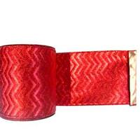 Vickerman 2.5" x 10yd Red / Red Gold Lamé Chevron Ribbon
