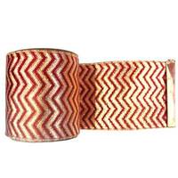 Vickerman 4" x 10yd Gold / Burgundy Chevron Lamé Ribbon
