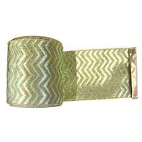 Vickerman 2.5" x 10yd Sage / Sage Gold Lamé Chevron Ribbon