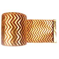 Vickerman 4" x 10yd Gold / Copper Chevron Lamé Ribbon