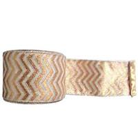 Vickerman 2.5" x 10yd Gold / Cream Lamé Chevron Ribbon