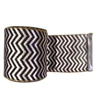 Vickerman 2.5" x 10yd Silver / Black Lamé Chevron Ribbon
