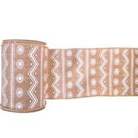 Vickerman 2.5" x 10yd Natural Mesh White Chevron Dot Ribbon