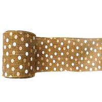 Vickerman 2.5" x 10yd Natural Mesh White Dots Ribbon