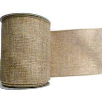 Vickerman 2.5" x 10yd Natural Mesh Gold Ribbon