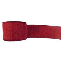 Vickerman 2.5" x 10yd Deep Red Mesh Silver Ribbon