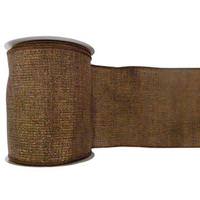 Vickerman 4" x 10yd Brown Mesh Gold Ribbon