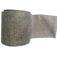 Vickerman 2.5" x 10yd Gray Mesh Gold / Silver Ribbon