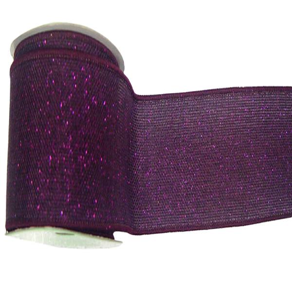 2.5" x 10yd Plum Sparkle Burlap Ribbon