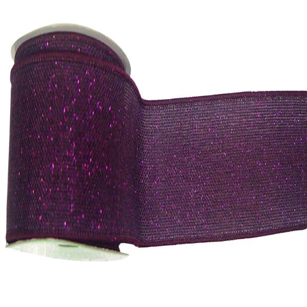 4" x 10yd Plum Sparkle Burlap Ribbon