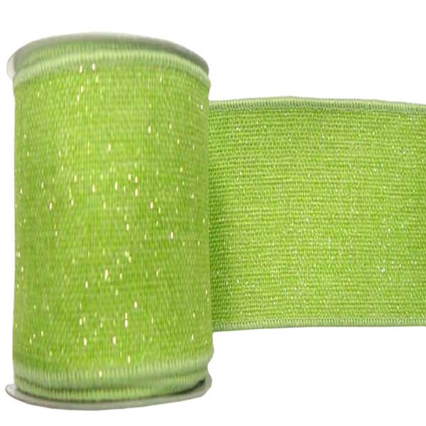 2.5" x 10yd Lime Sparkle Burlap Ribbon