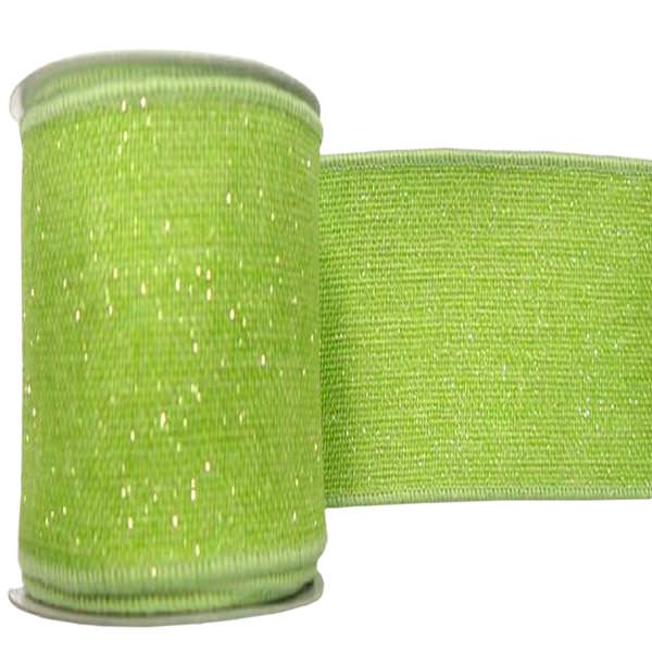 4" x 10yd Lime Sparkle Burlap Ribbon