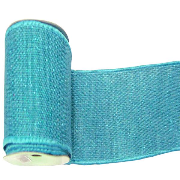 2.5" x 10yd Turquoise Sparkle Burlap Ribbon