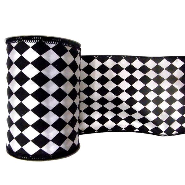 2.5" x 10yd Black / White Diamond Ribbon