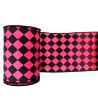 Vickerman 4" x 10yd Black / Magenta Diamond Ribbon