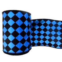 Vickerman 2.5" x 10yd Black / Sky Blue Diamond Ribbon