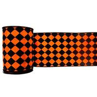 Vickerman 2.5" x 10yd Black / Orange Diamond Ribbon