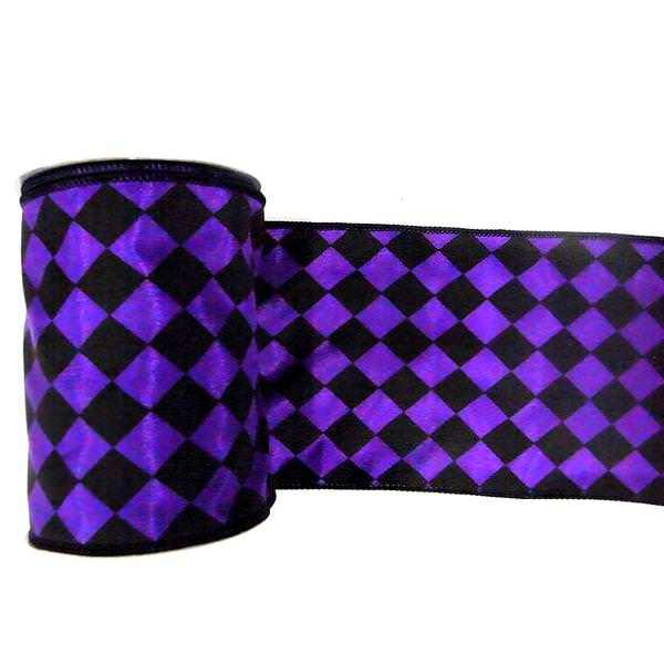 2.5" x 10yd Black / Purple Diamond Ribbon