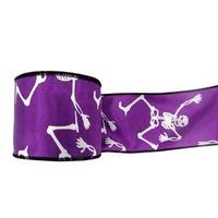 Vickerman 2.5" x 10yd Purple Skeleton Glow In The Dark Ribbon