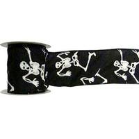Vickerman 2.5" x 10yd Black Skeleton Glow In The Dark Ribbon