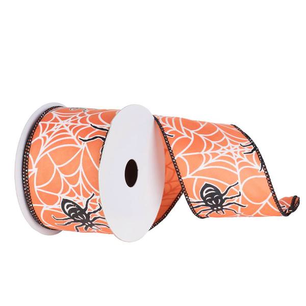 2.5" x 10yd Orange Spider Glow In The Dark Ribbon