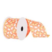 Vickerman 2.5" x 10yd Orange Candy Corn Glow In The Dark Ribbon