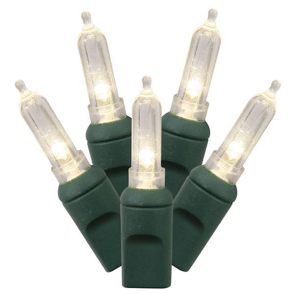 100 Light 34' Green Wire Warm White Italian LED Miniature String with 4" Spacing