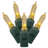 Vickerman 100 Light 34' Green Wire Yellow Italian LED Miniature String with 4" Spacing