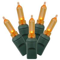 Vickerman 100 Light 34' Green Wire Orange Italian LED Miniature String with 4" Spacing