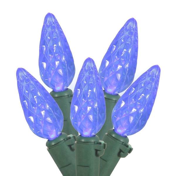 100 Light 34' Green Wire Blue C6 LED String with 4" Spacing