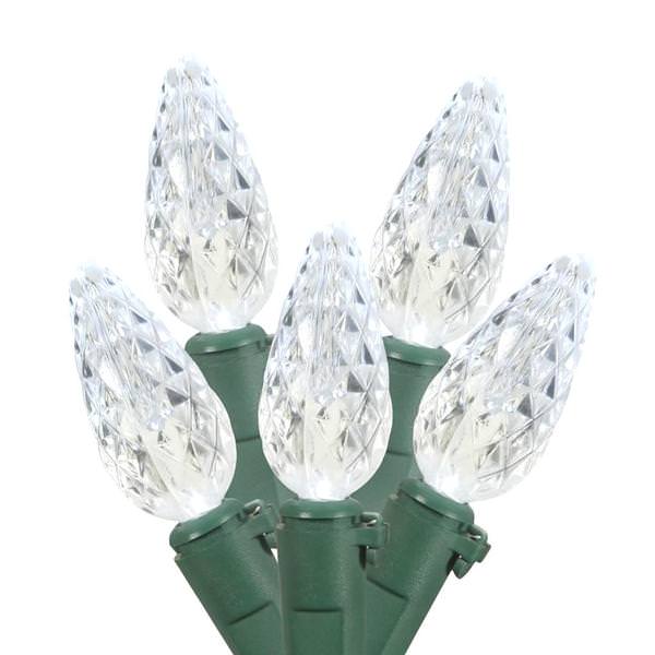 100 Light 34' Green Wire Cool White C6 LED String with 4" Spacing