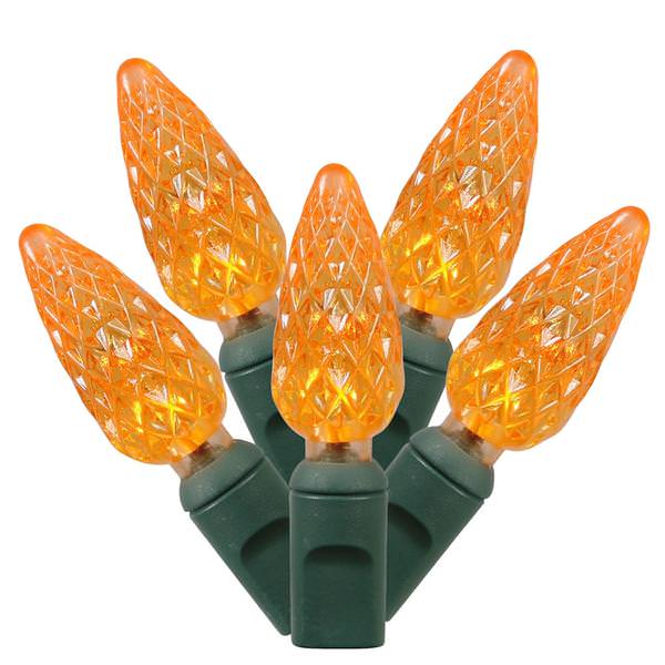 100 Light 34' Green Wire Orange C6 LED String with 4" Spacing