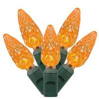 View 100 Light 34' Green Wire Orange C6 LED String with 4" Spacing
